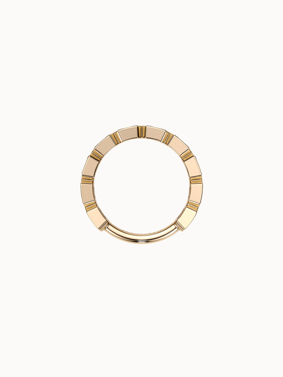 East-West Bezel Emerald Band Grand in 18K yellow gold, shown in profile