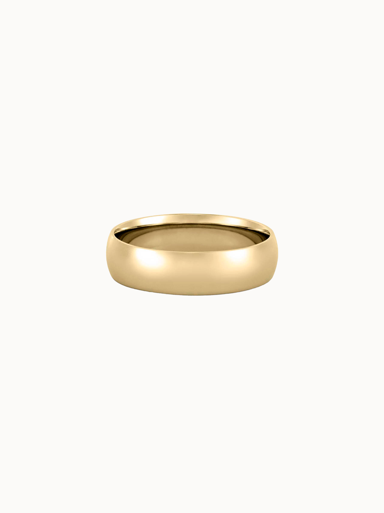 Domed Band wedding ring in 18K yellow gold, plain domed profile