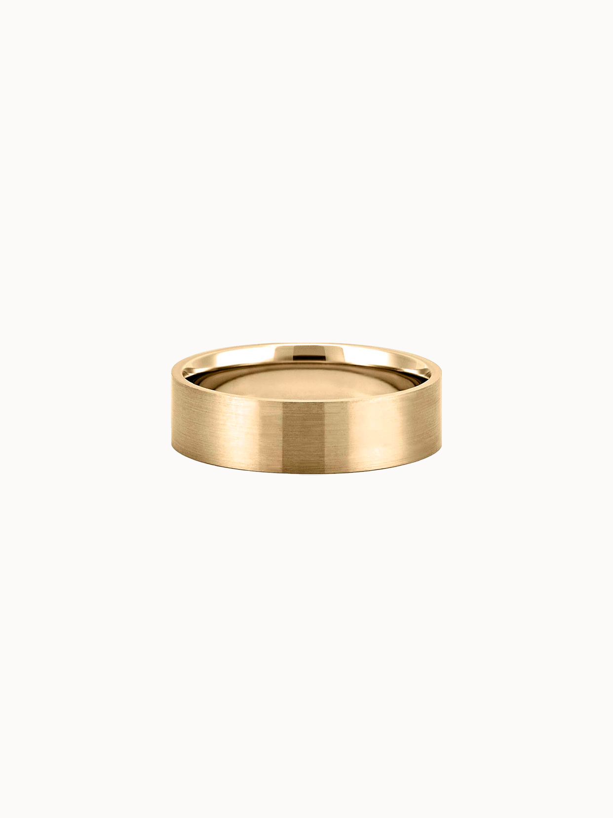 Flat Brushed Band wedding ring in 18K yellow gold, flat profile with a brushed finish