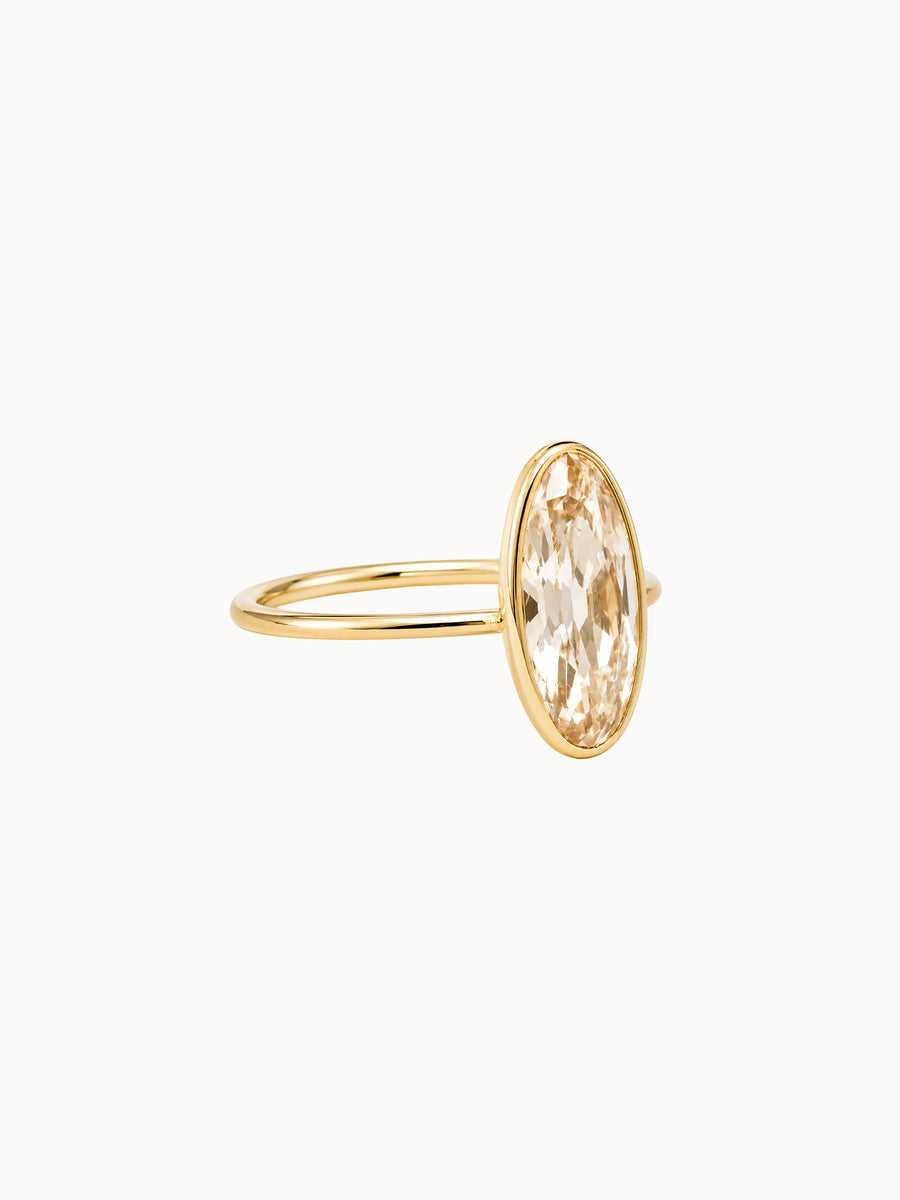 Bezel Champagne Moval engagement ring by MARLII LAB — moval centre diamond, bezel setting, 18K Yellow Gold, fourth view