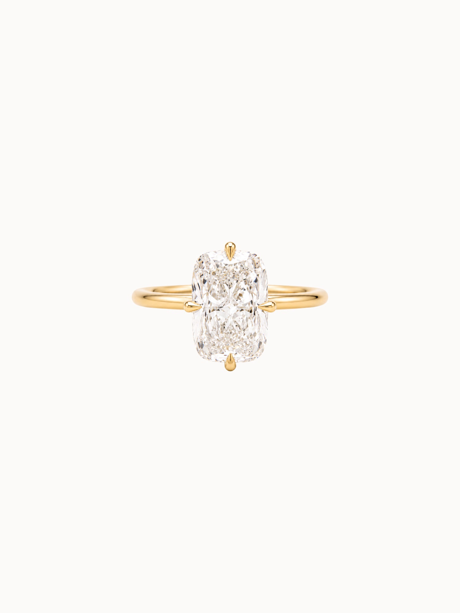 Cutaway Elongated Cushion engagement ring by MARLII LAB — elongated cushion centre diamond, four-claw setting, 18K Yellow Gold