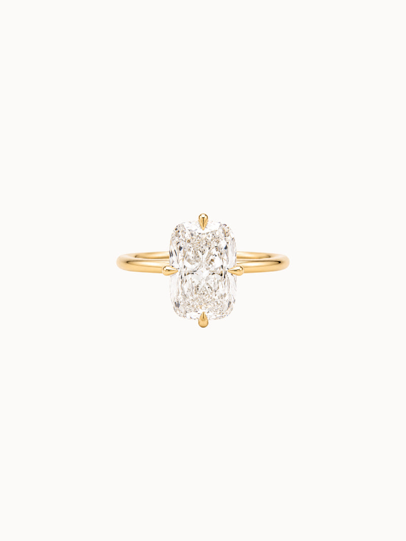 Cutaway Elongated Cushion engagement ring by MARLII LAB — elongated cushion centre diamond, four-claw setting, 18K Yellow Gold