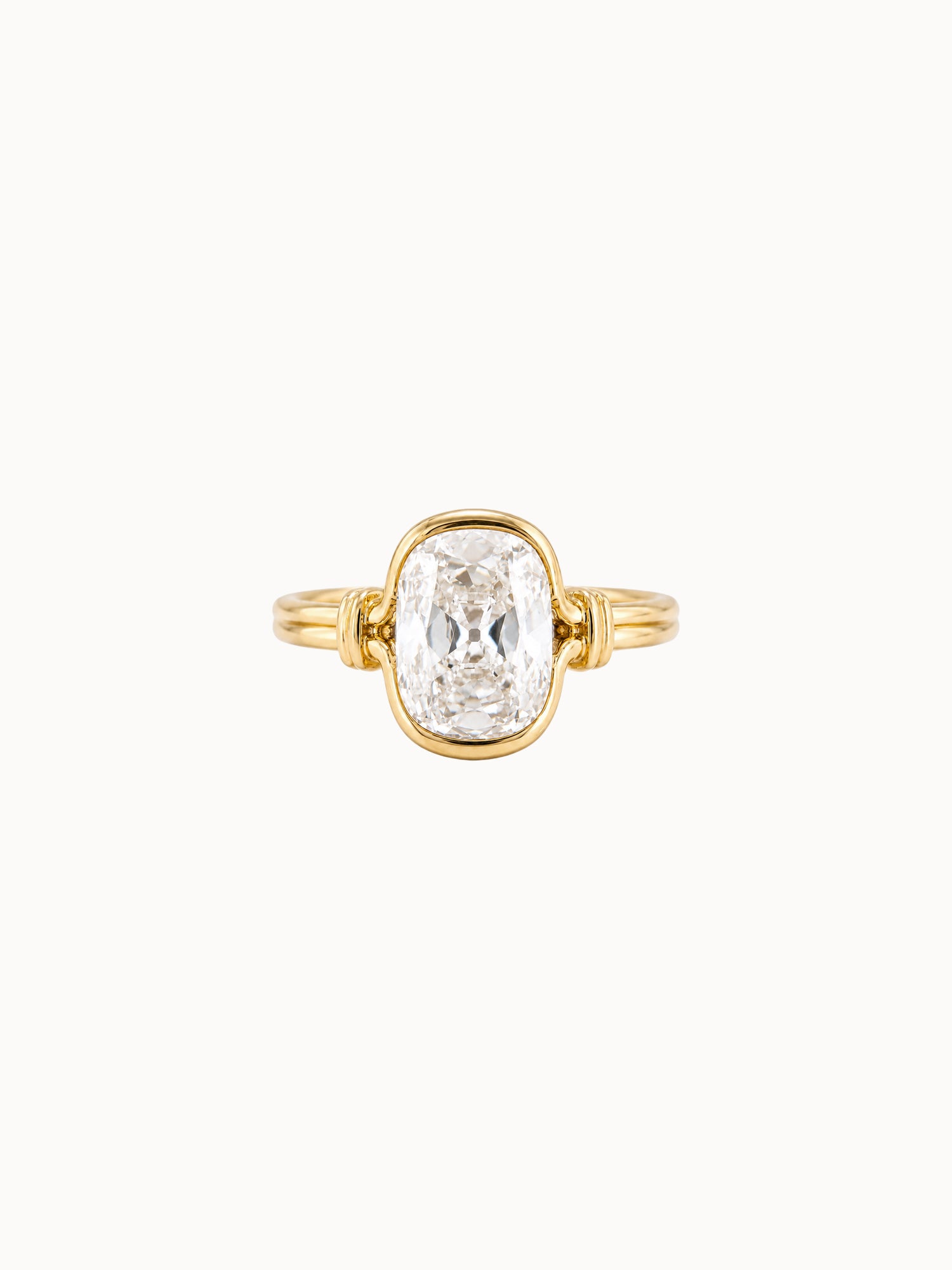 Rope-Set Old Mine Cushion engagement ring by MARLII LAB — old mine cushion centre diamond, rope setting, 18K Yellow Gold