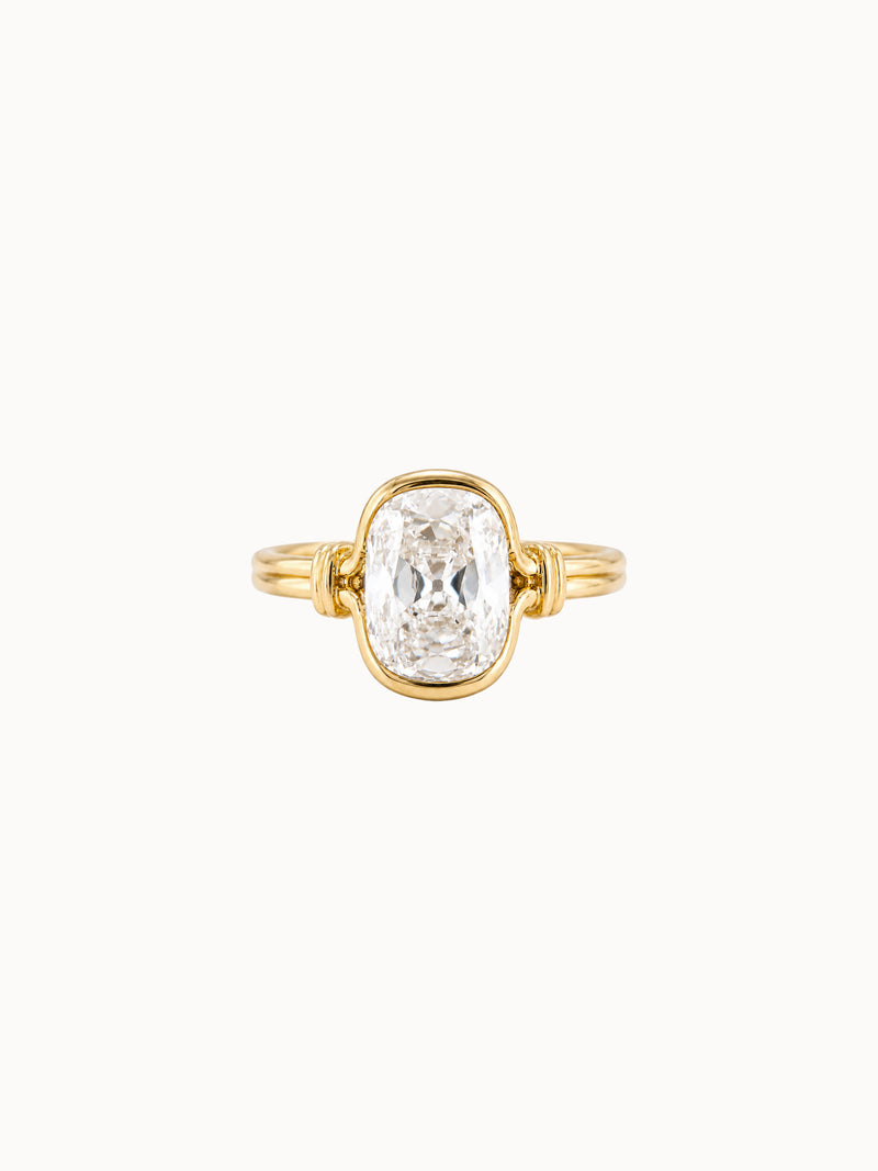 Rope-Set Old Mine Cushion engagement ring by MARLII LAB — old mine cushion centre diamond, rope setting, 18K Yellow Gold