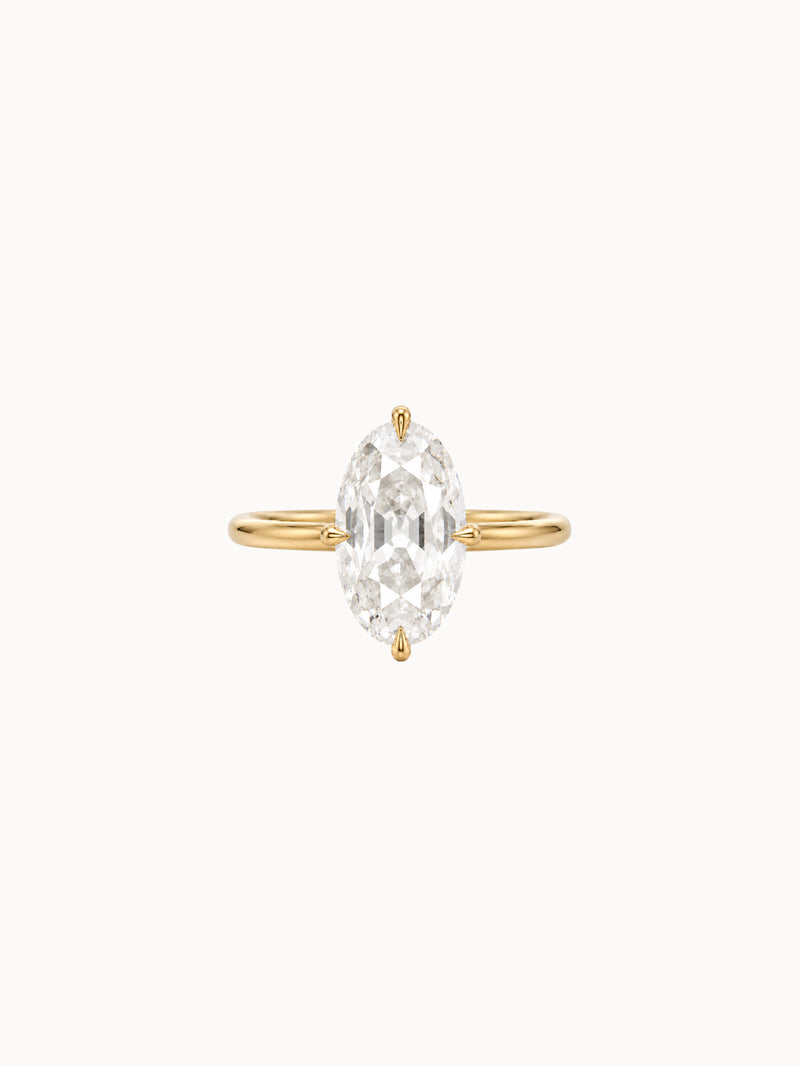 Compass Old Mine Oval engagement ring by MARLII LAB — old mine oval centre diamond, four-claw setting, 18K Yellow Gold
