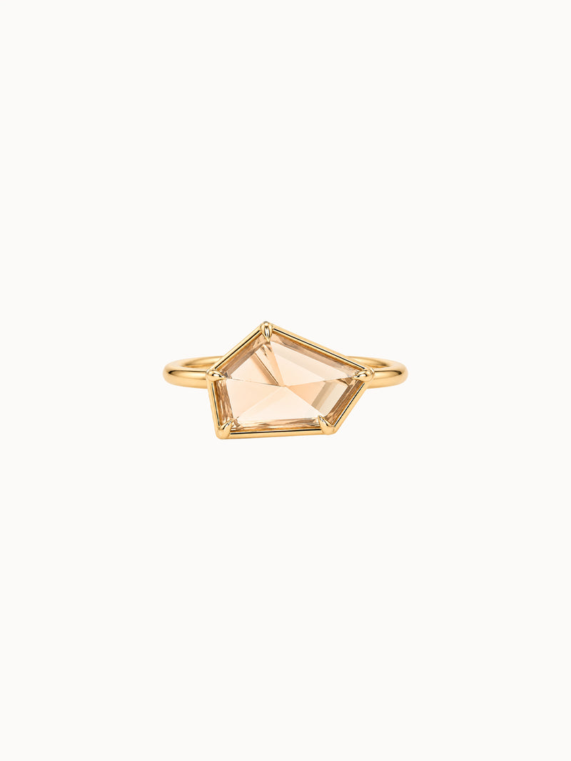 Framed Freeform Champagne engagement ring by MARLII LAB — freeform centre diamond, bezel setting, 18K Yellow Gold