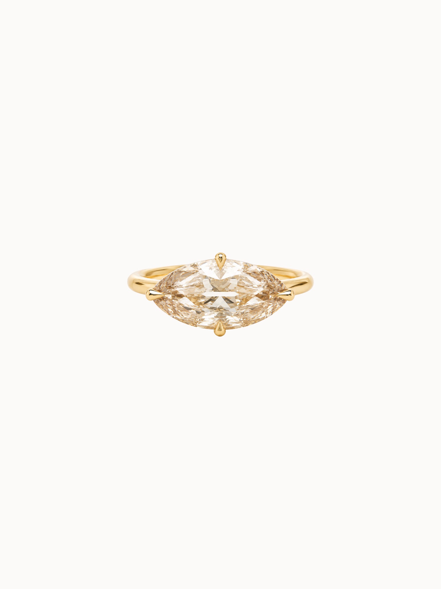 East-West Champagne Marquise engagement ring by MARLII LAB — marquise centre diamond, 18K Yellow Gold