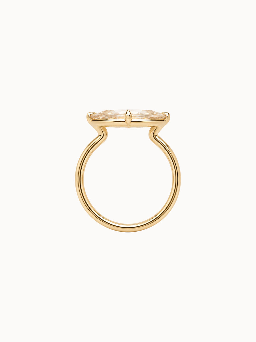 East-West Champagne Marquise engagement ring by MARLII LAB — marquise centre diamond, 18K Yellow Gold, third view