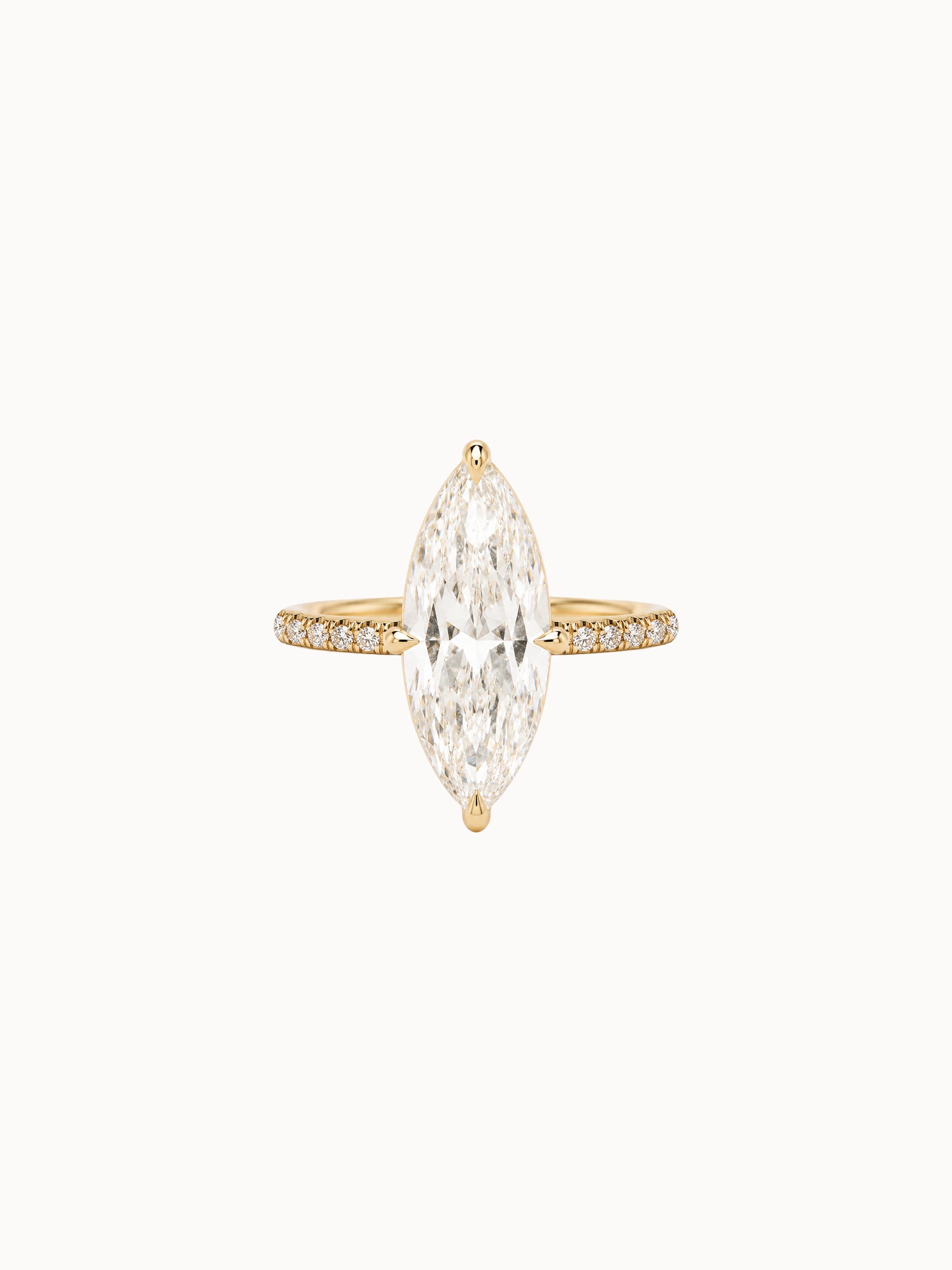 Pavé Cutaway Marquise engagement ring by MARLII LAB — marquise centre diamond, four-claw setting, 18K Yellow Gold