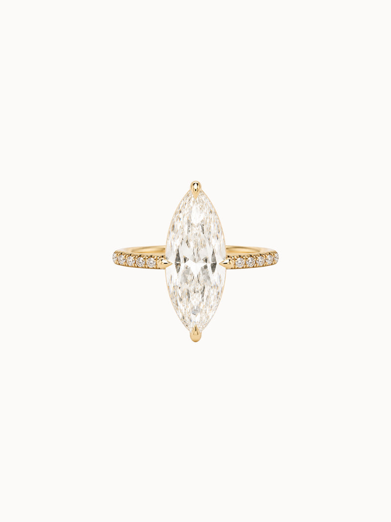 Pavé Cutaway Marquise engagement ring by MARLII LAB — marquise centre diamond, four-claw setting, 18K Yellow Gold