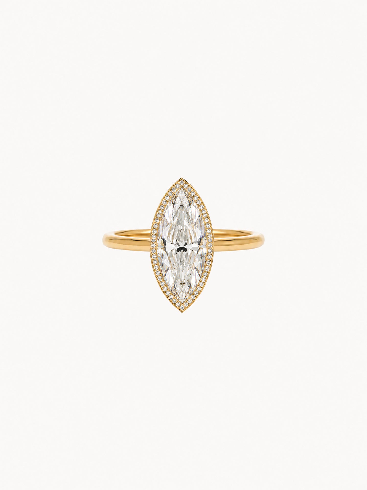 Pavé Bezel Marquise engagement ring by MARLII LAB — marquise centre diamond, bezel setting, 18K Yellow Gold