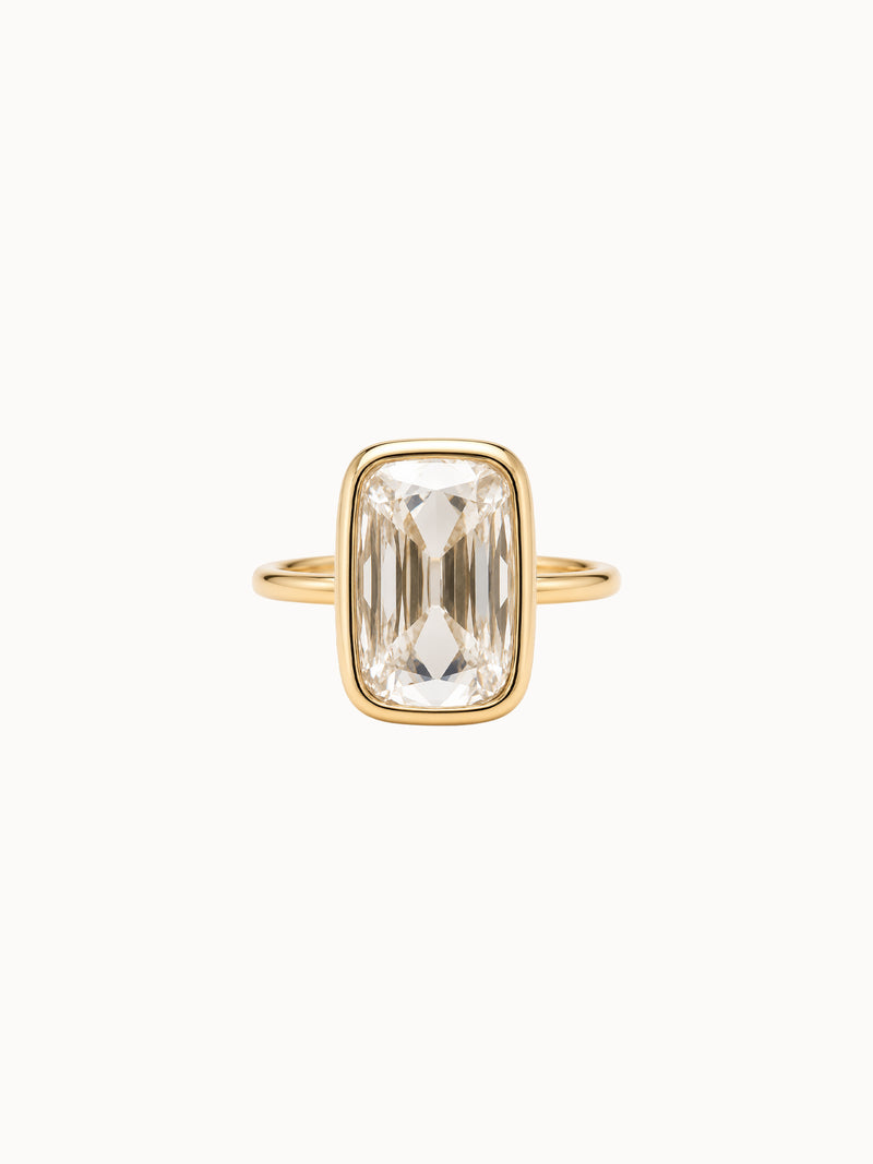 Bezel Old Mine Cushion engagement ring by MARLII LAB — old mine cushion centre diamond, bezel setting, 18K Yellow Gold
