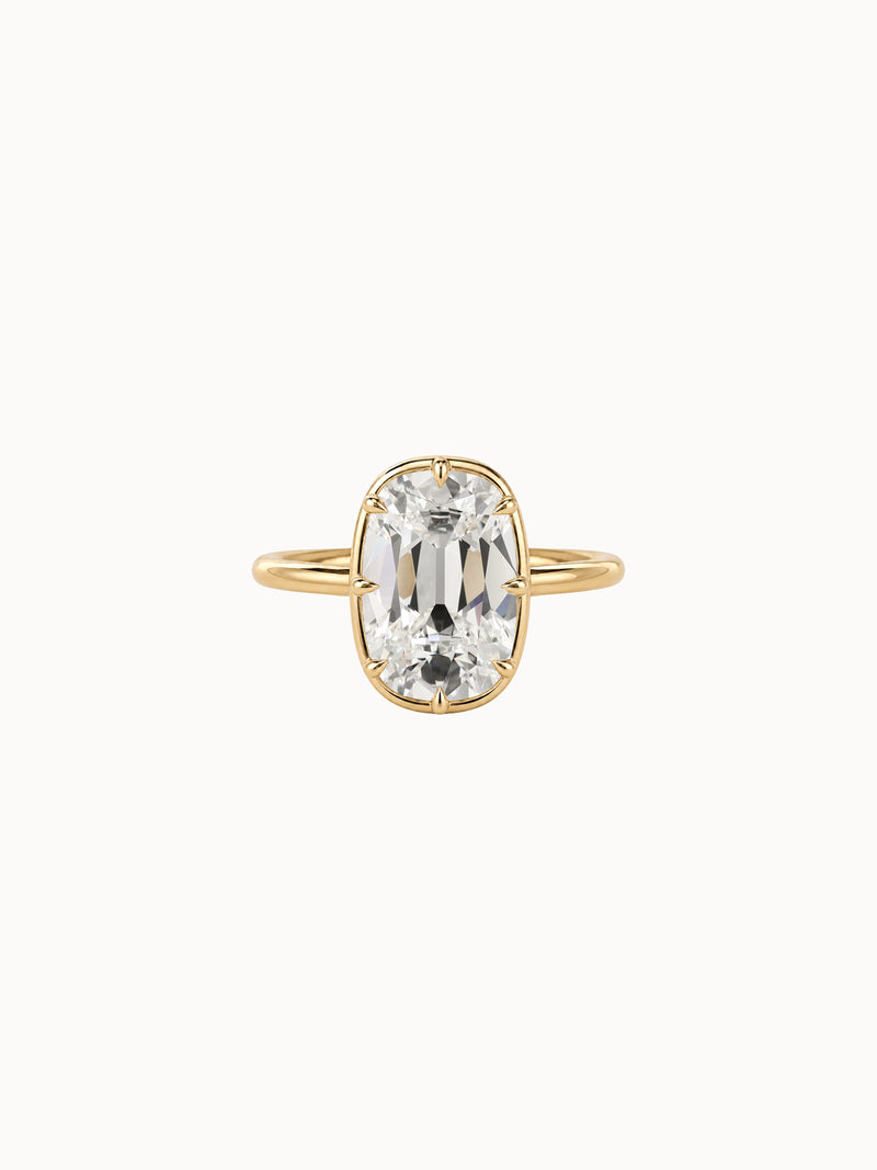 Georgian Old Mine Cushion engagement ring by MARLII LAB — old mine cushion centre diamond, Georgian-inspired setting, 18K Yellow Gold