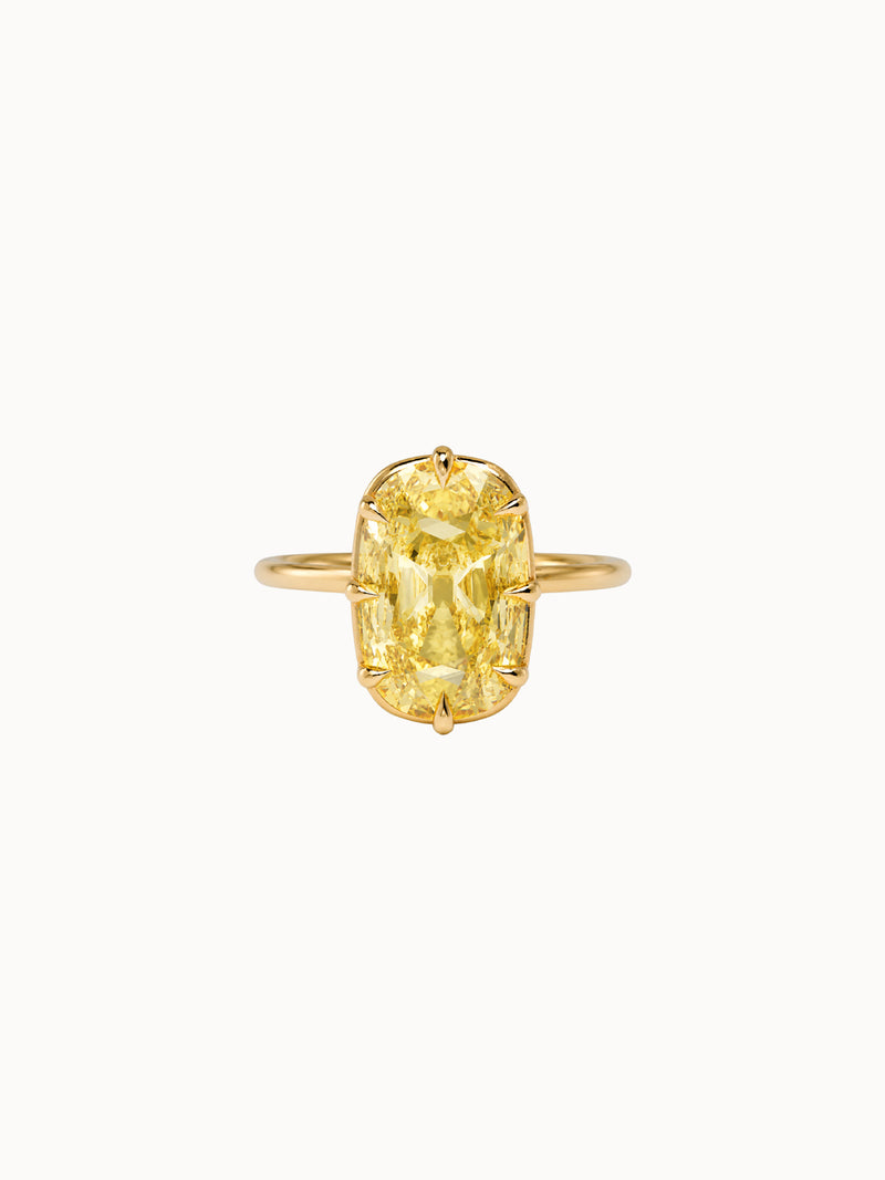 Fancy Yellow Old Mine Cushion in Georgian Setting engagement ring by MARLII LAB — old mine cushion centre diamond, Georgian-inspired setting, 18K Yellow Gold