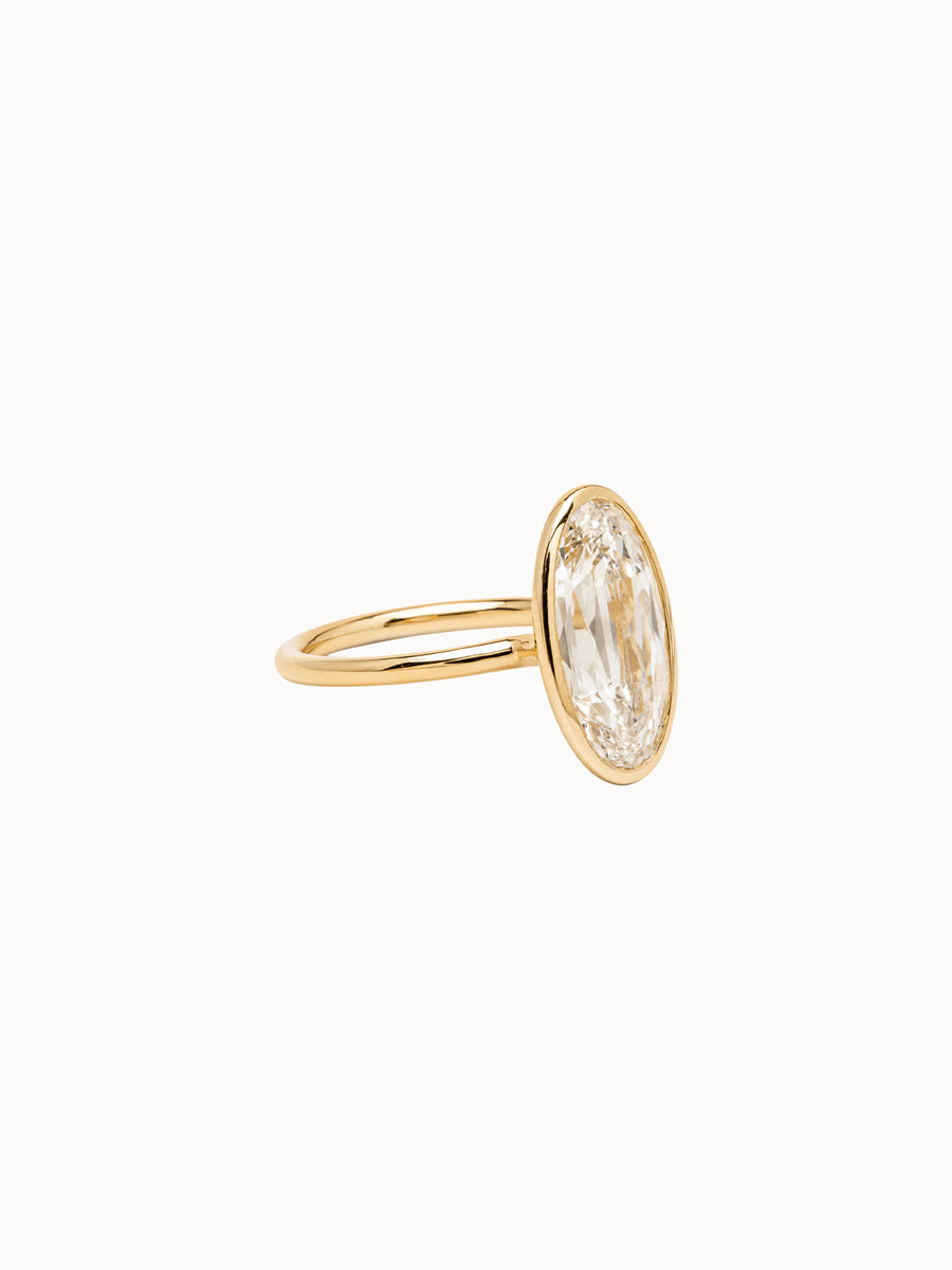 Bezel Old Mine Moval engagement ring by MARLII LAB — moval centre diamond, bezel setting, 18K Yellow Gold, fourth view