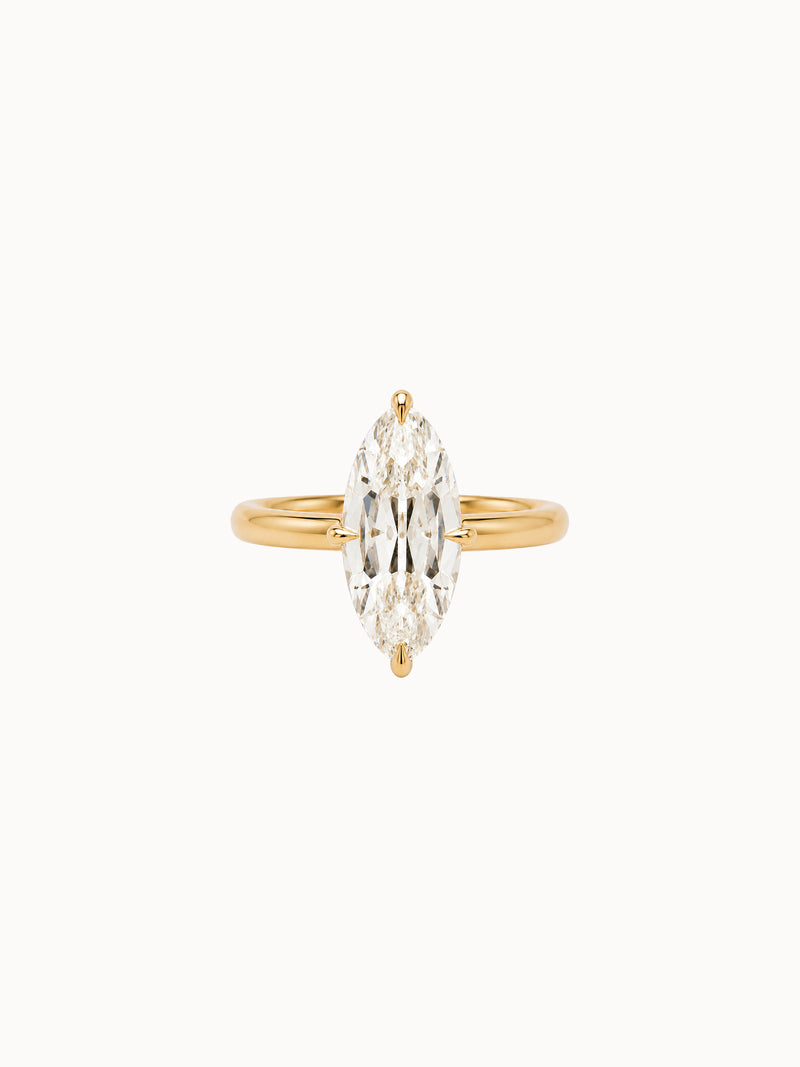 Compass Old Mine Moval engagement ring by MARLII LAB — moval centre diamond, four-claw setting, 18K Yellow Gold