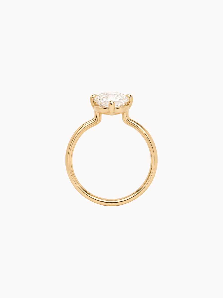 Compass Old Mine Moval engagement ring by MARLII LAB — moval centre diamond, four-claw setting, 18K Yellow Gold, third view