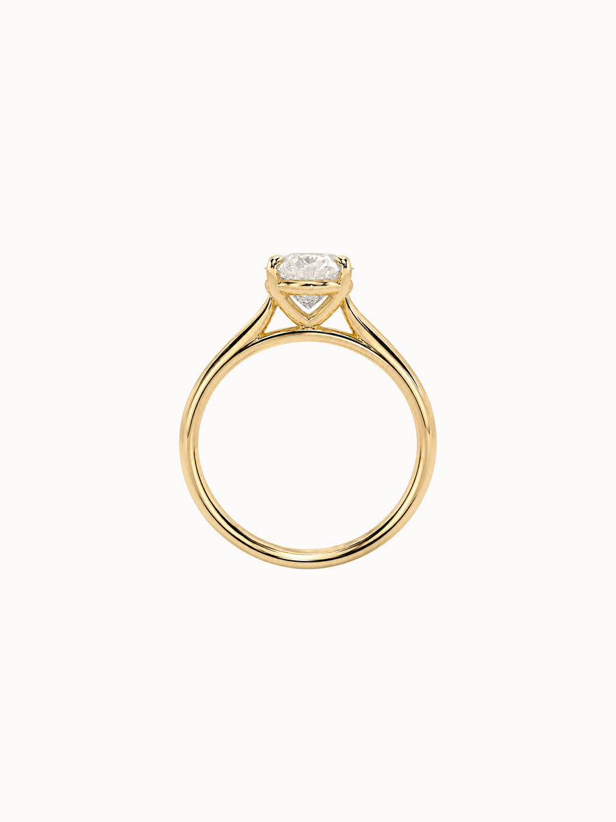 Oval Cathedral engagement ring by MARLII LAB — oval centre diamond, four-claw setting, 18K Yellow Gold, second view