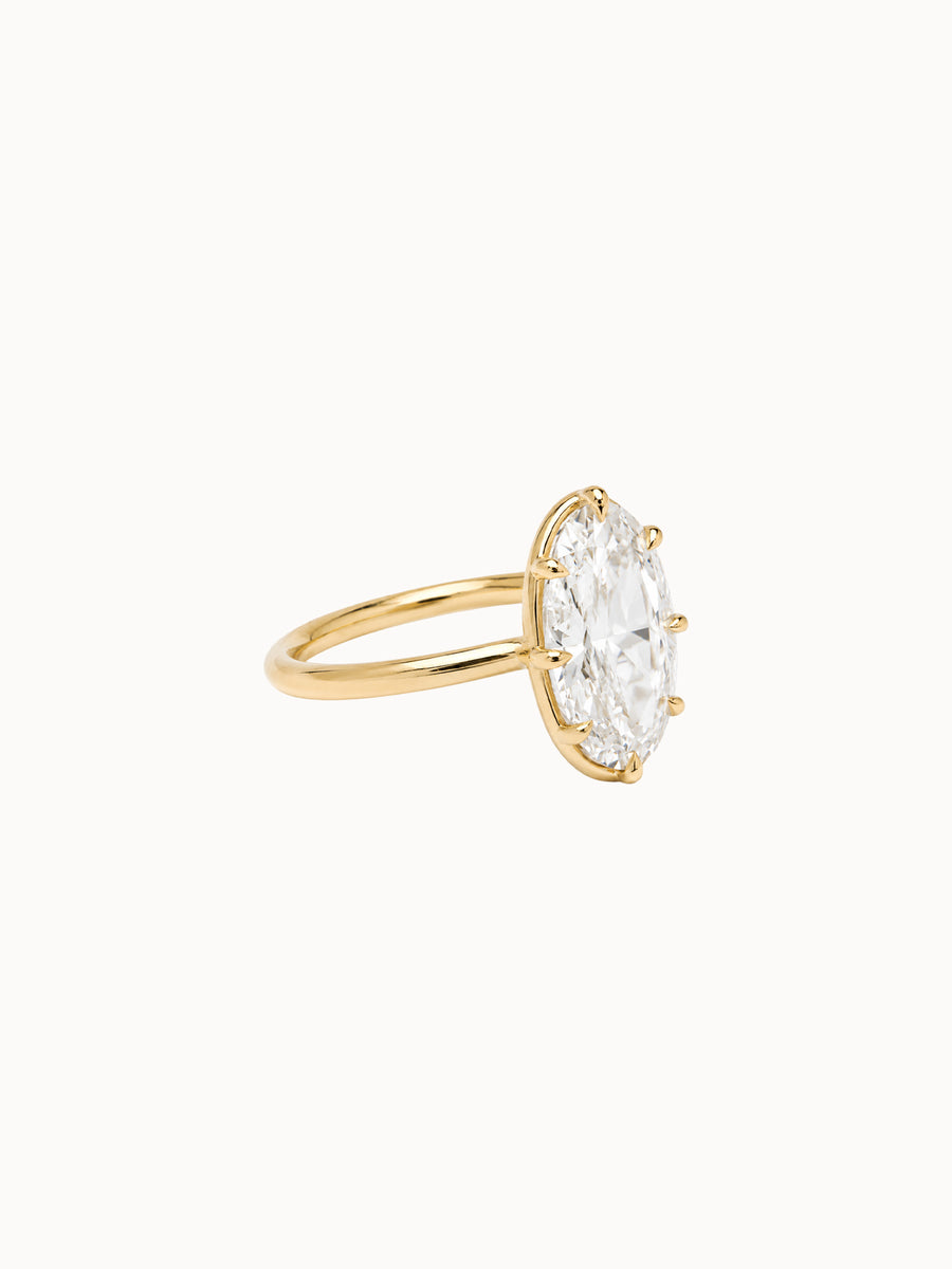 Georgian Oval engagement ring by MARLII LAB — oval centre diamond, Georgian-inspired setting, 18K Yellow Gold, fourth view