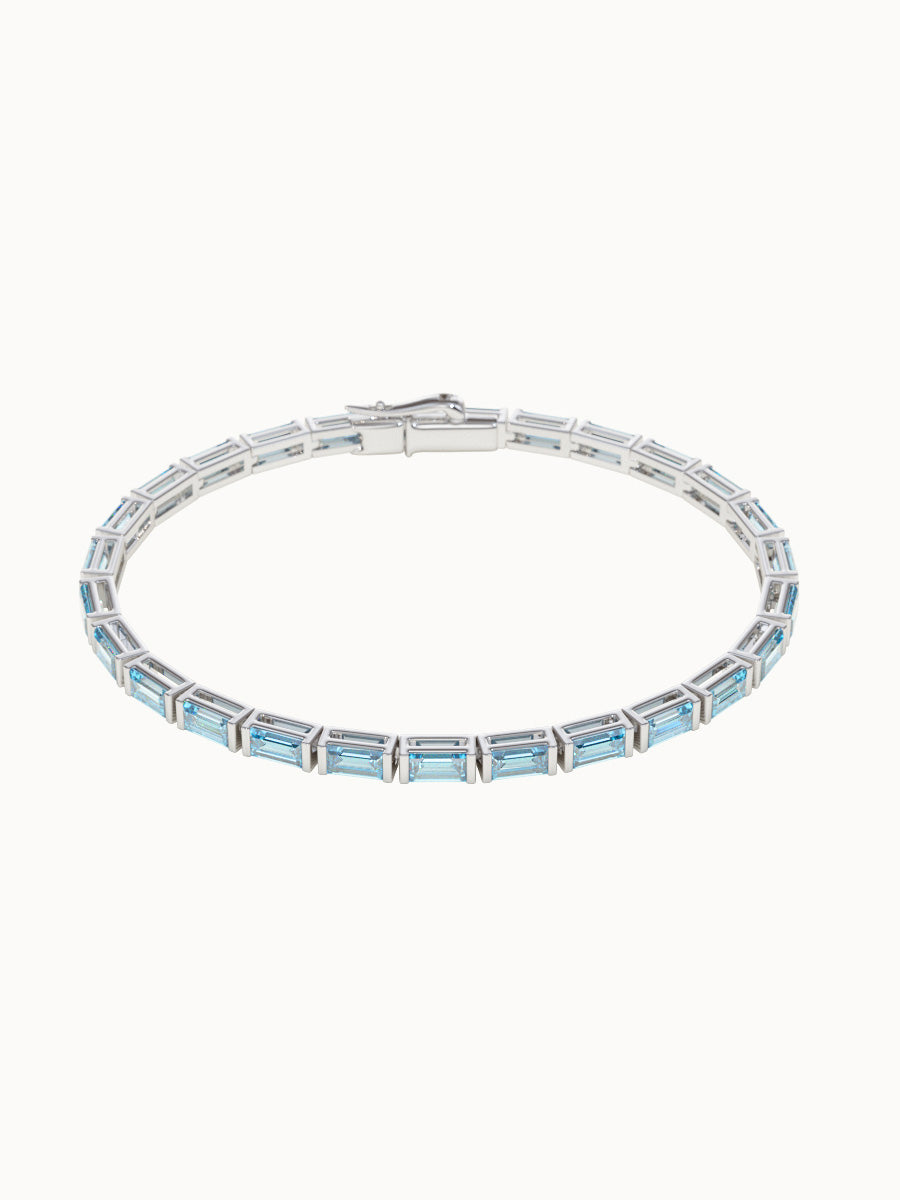 MARLII-LAB-Aquamarine-Baguette-Cut-Tennis-Bracelet-White-Gold