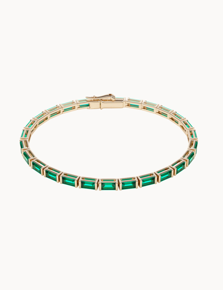 Emerald-Baguette-Cut-Tennis-Bracelet-Yellow-Gold-MARLII-LAB