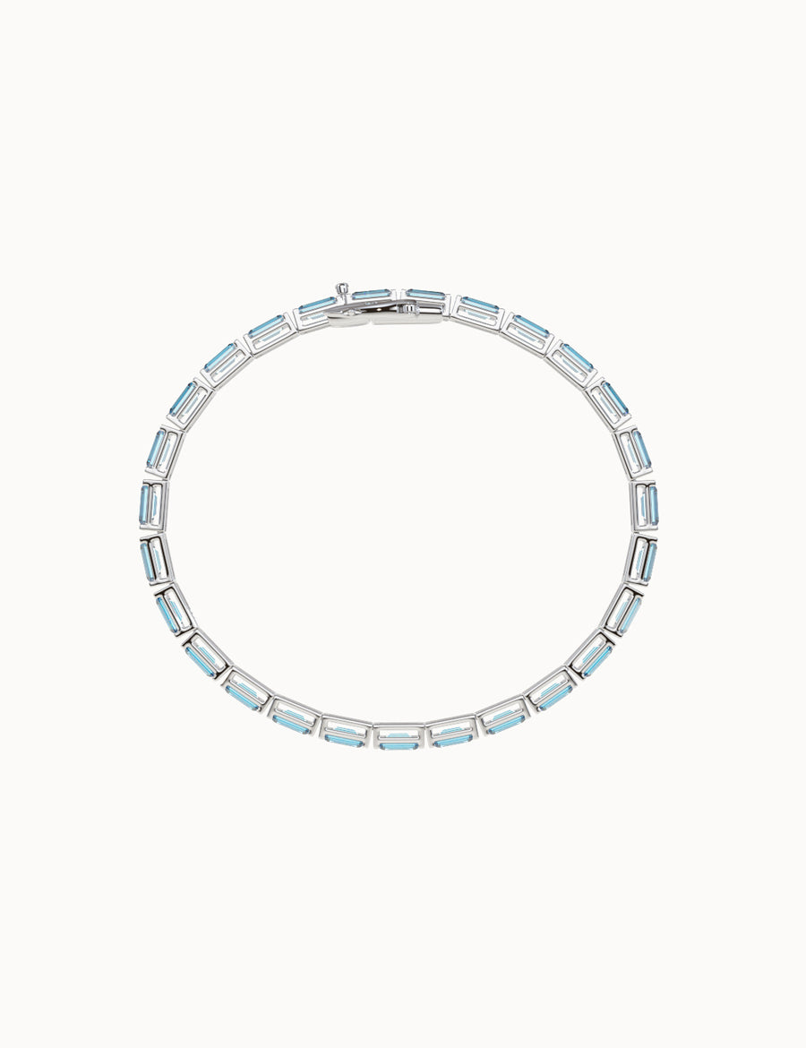 Aquamarine-Baguette-Cut-Tennis-Bracelet-White-Gold-MARLII-LAB