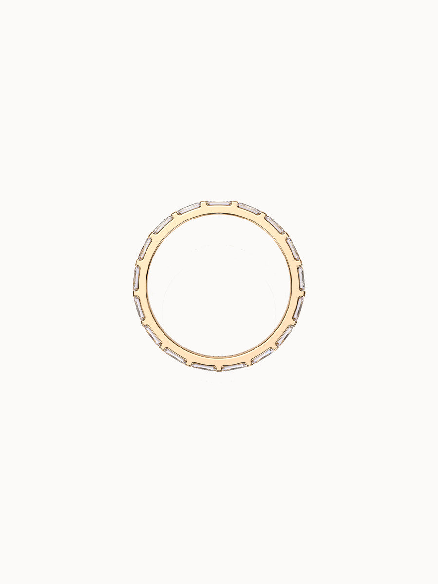 Baguette Band wedding ring in 18K yellow gold, shown in profile