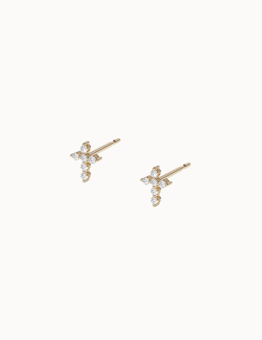 Cross-Diamond-Studs-Yellow-Gold-MARLII-LAB