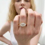 Elongated Oval Diamond Bezel Set East-West