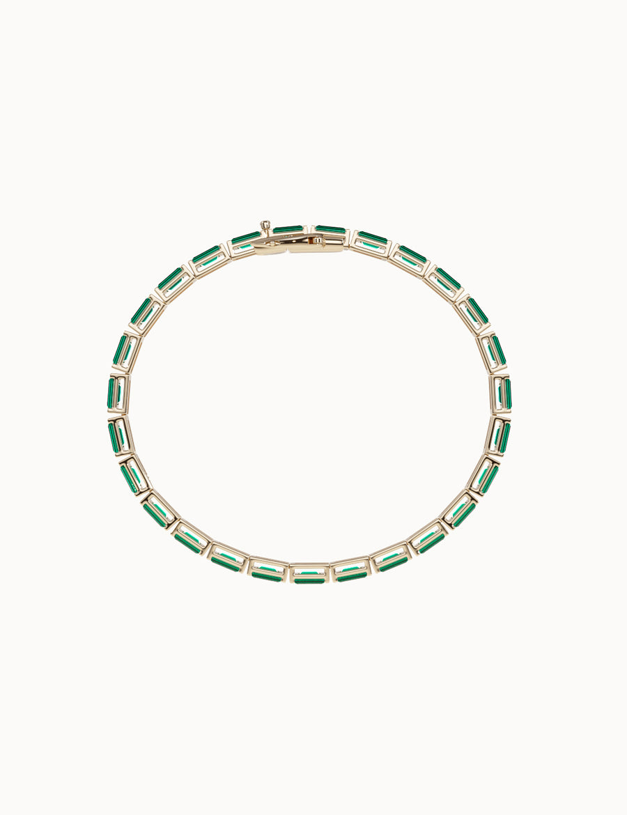 Emerald-Baguette-Cut-Tennis-Bracelet-Yellow-Gold-3x5-MARLII-LAB