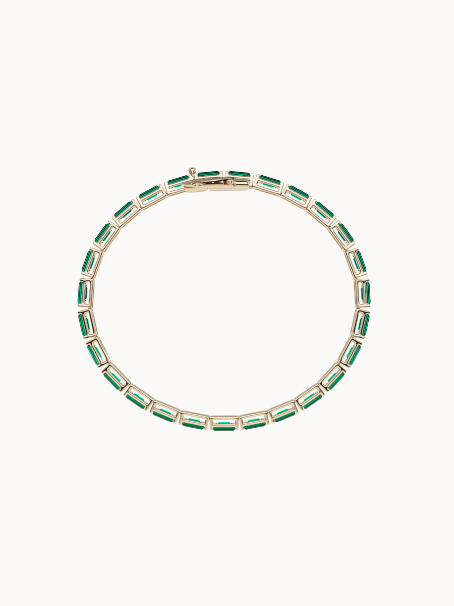 Emerald-Baguette-Cut-Tennis-Bracelet-Yellow-Gold-3x5-MARLII-LAB