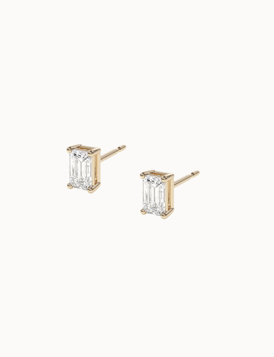 Emerald-Diamond-Studs-Yellow-Gold-5.7x3.7mm-MARLII-LAB