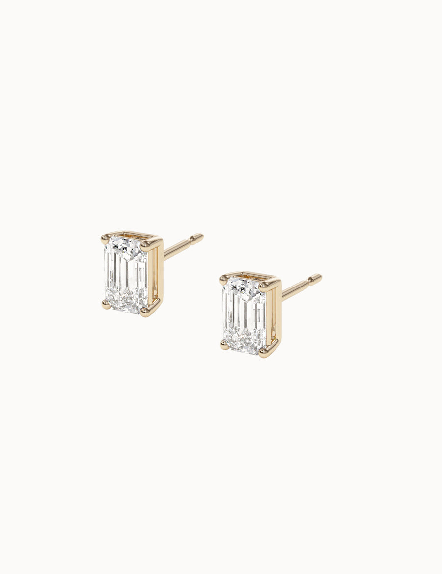 Emerald-Diamond-Studs-Yellow-Gold-6.55x4.25mm-MARLII-LAB