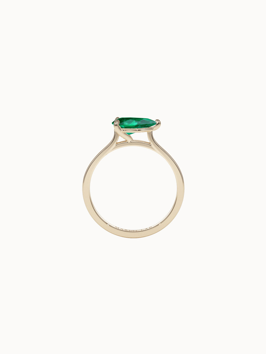 Horizontal-Pear-Cut-Emerald-Engagement-Ring-Yellow-Gold-MARLII-LAB
