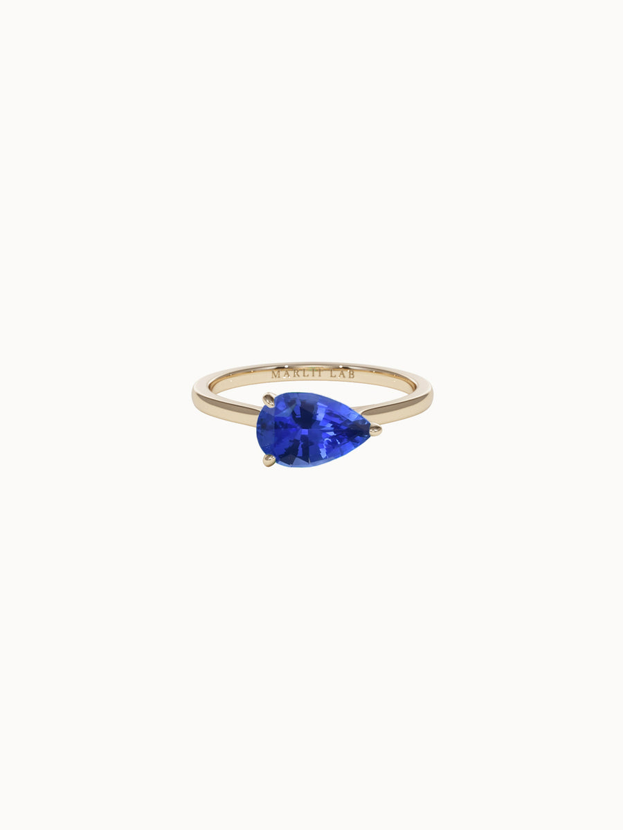 Horizontal-Pear-Cut-Sapphire-Engagement-Ring-Yellow-Gold-MARLII-LAB