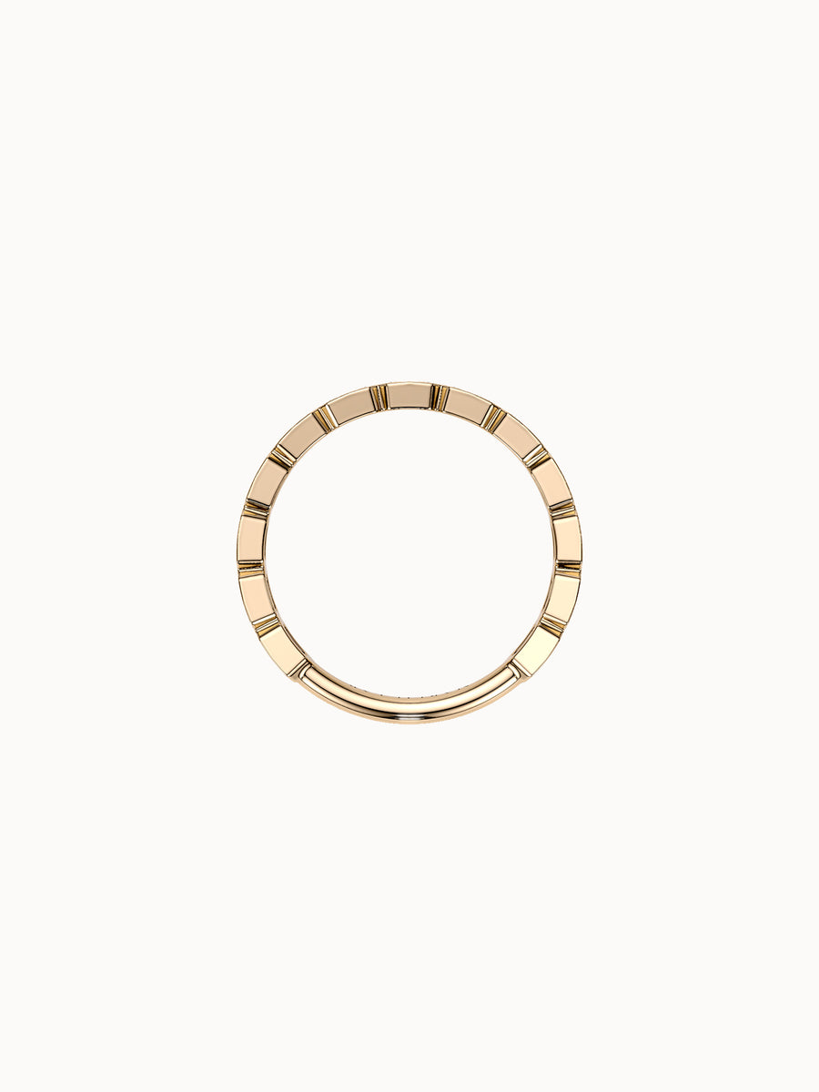 East-West Bezel Emerald Band Petite in 18K yellow gold, shown in profile