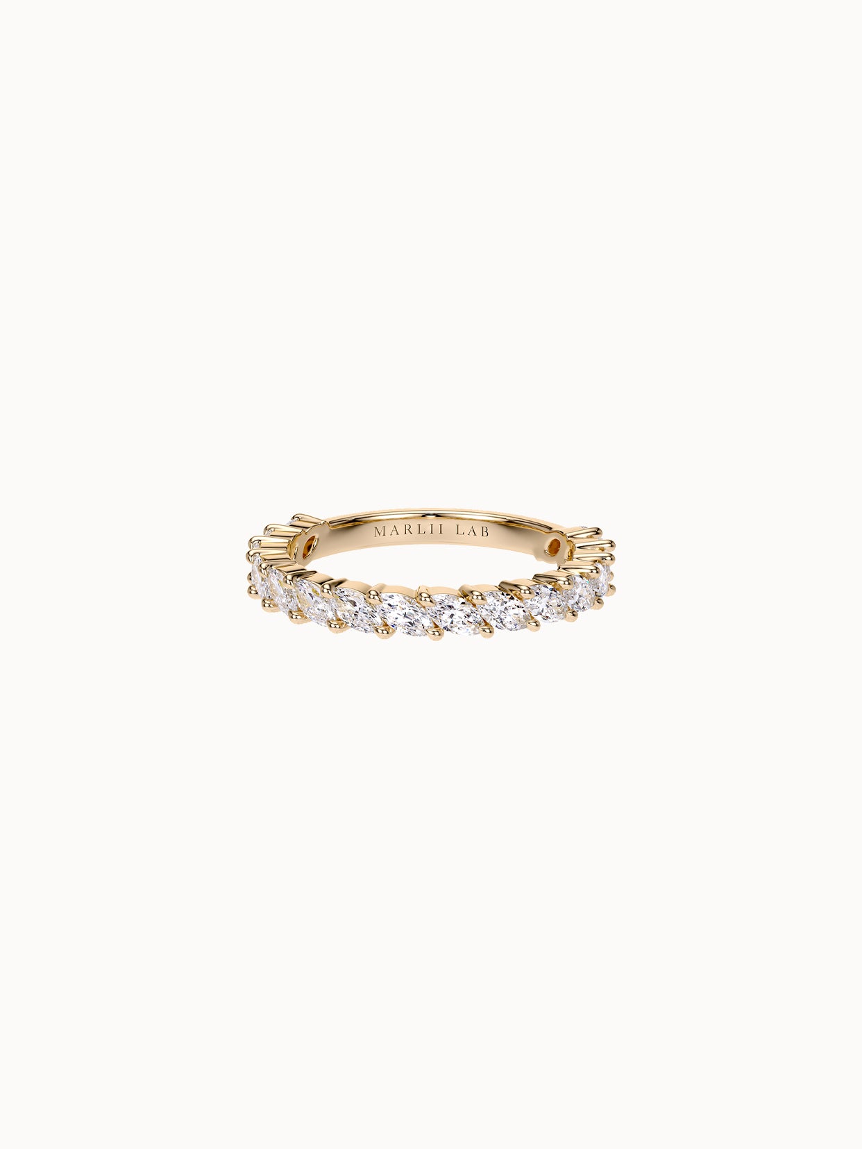 Diagonal Marquise Band Petite in 18K yellow gold, marquise diamonds set on the diagonal