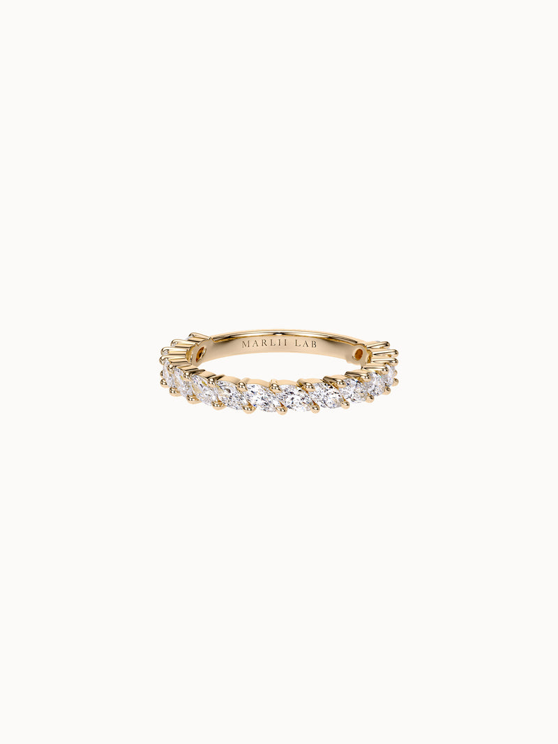 Diagonal Marquise Band Petite in 18K yellow gold, marquise diamonds set on the diagonal