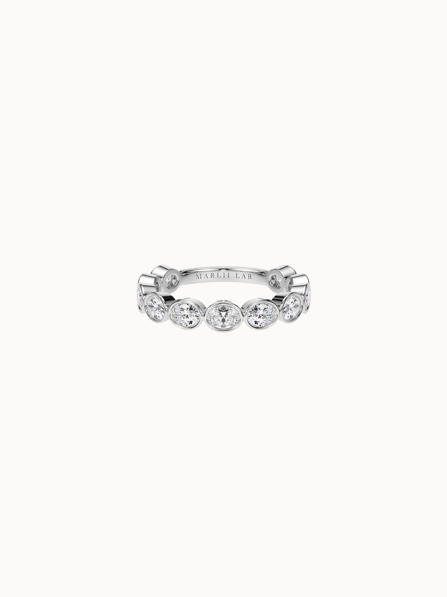 Oval Diamond Bezel Wedding Ring