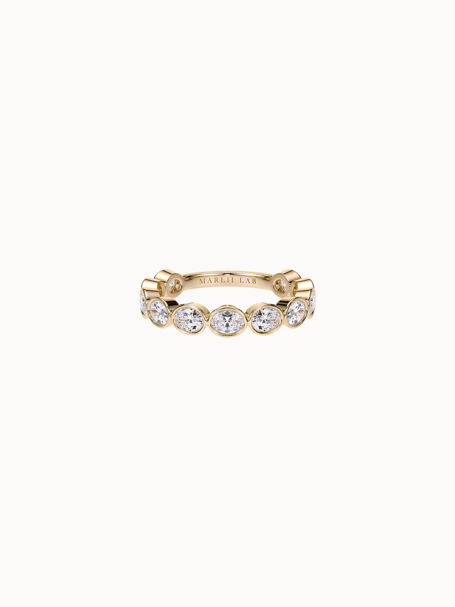 Oval Diamond Bezel Wedding Ring