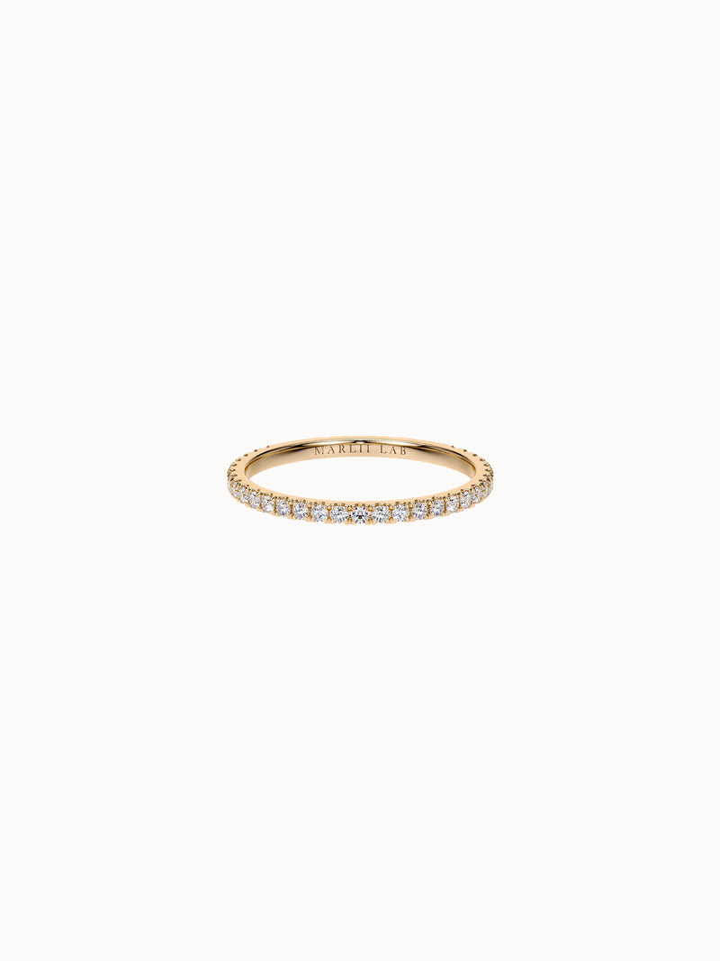 Fine Pavé Band in 18K yellow gold, pavé diamonds set along the band