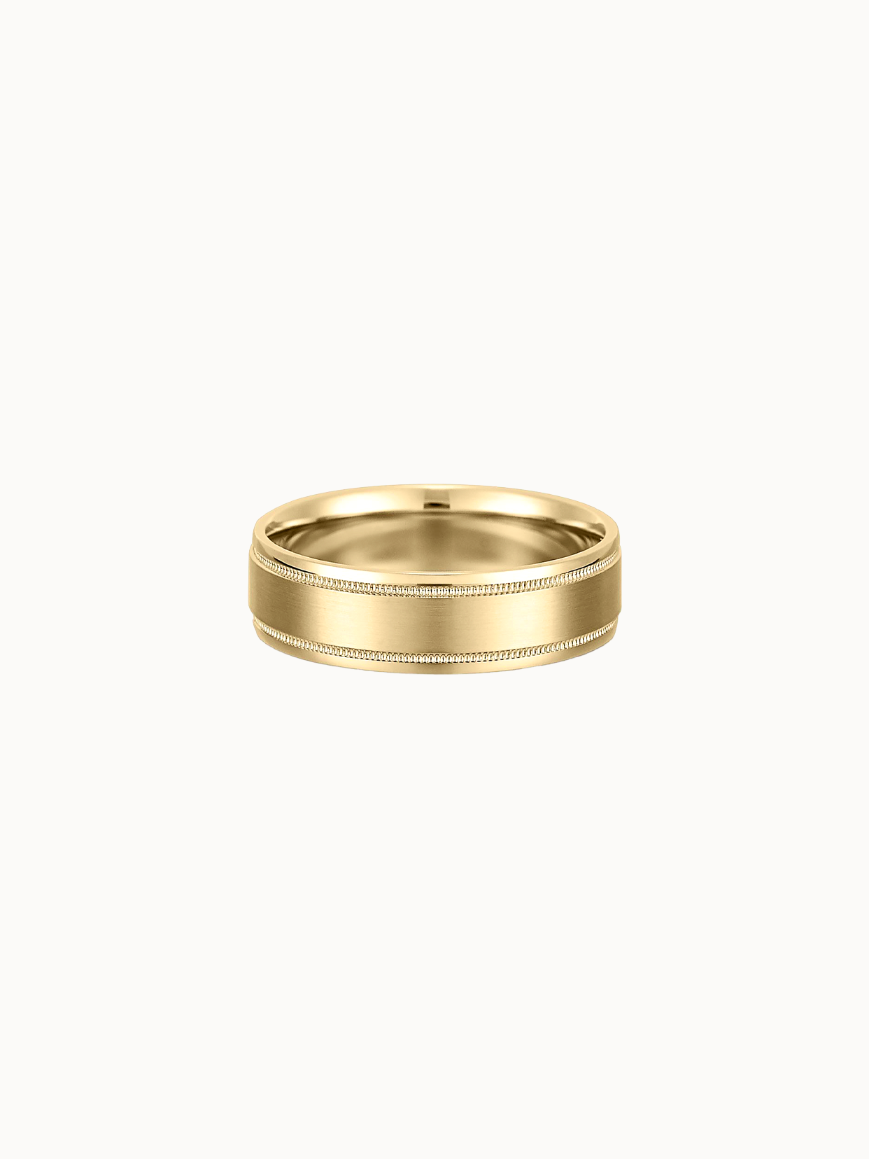 Milgrain Band wedding ring in 18K yellow gold, milgrain detail along both edges