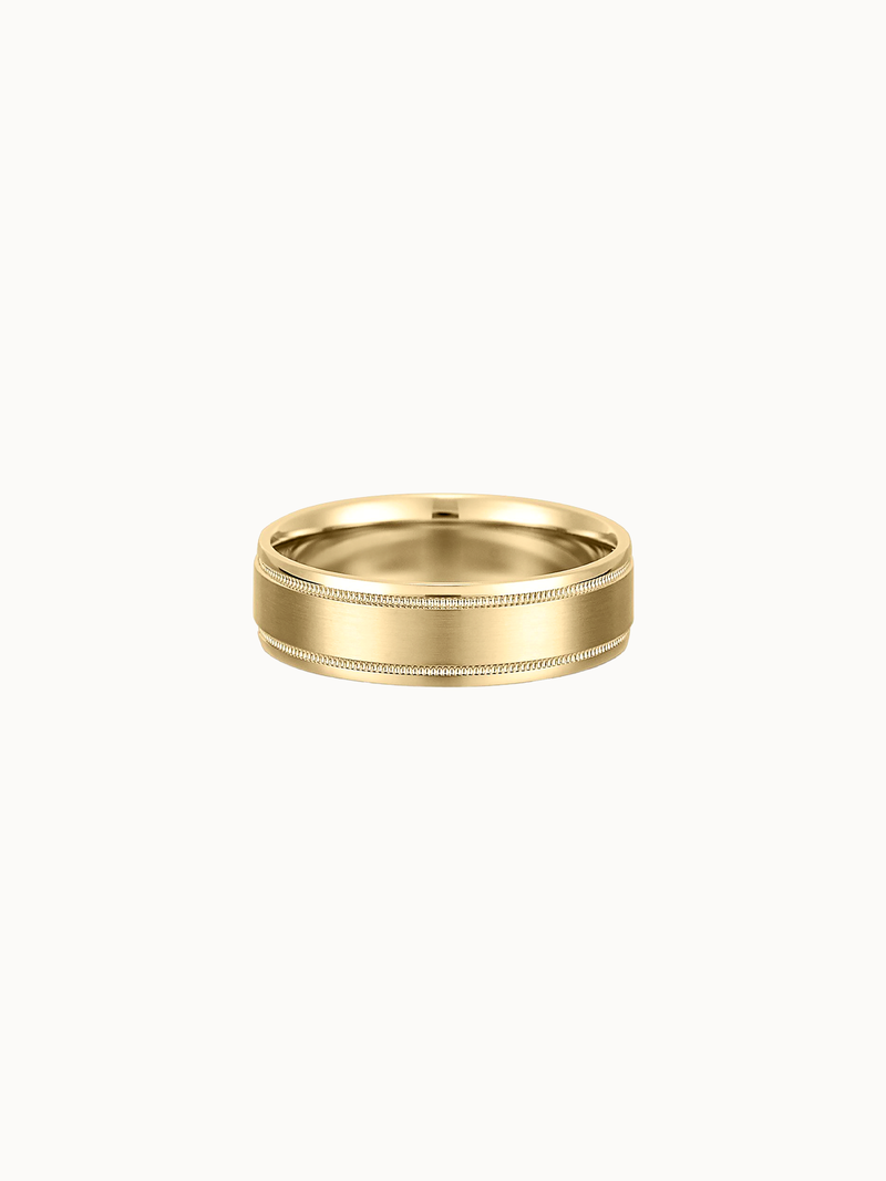 Milgrain Band wedding ring in 18K yellow gold, milgrain detail along both edges