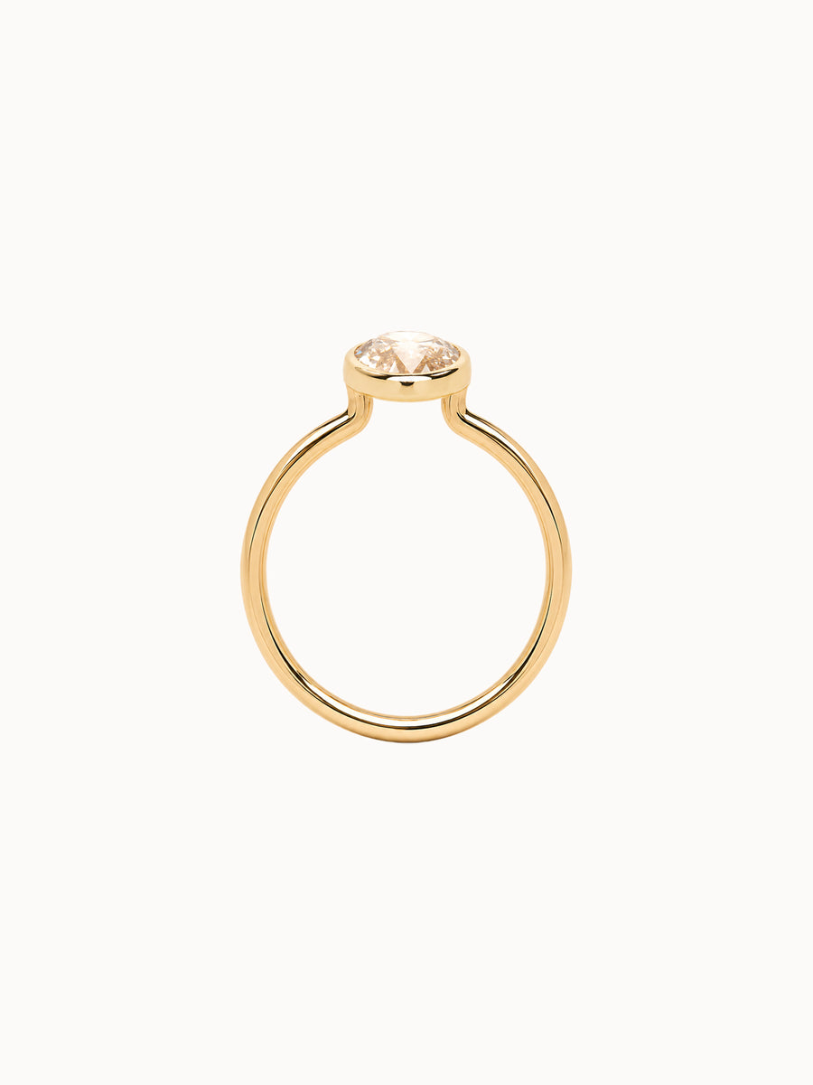 Bezel Champagne Moval engagement ring by MARLII LAB — moval centre diamond, bezel setting, 18K Yellow Gold, third view