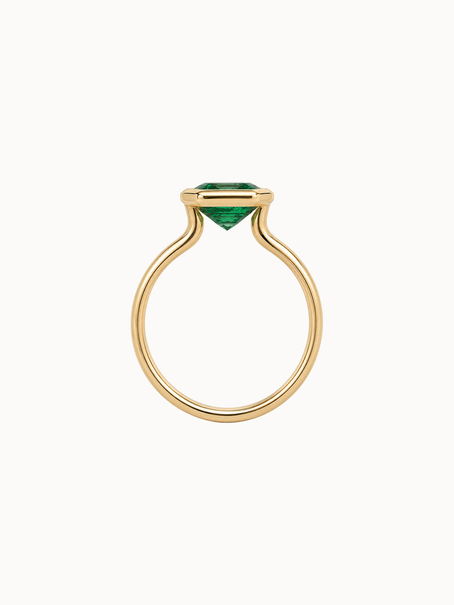 Cutaway Bezel Emerald engagement ring by MARLII LAB — emerald cut centre diamond, bezel setting, 18K Yellow Gold, third view