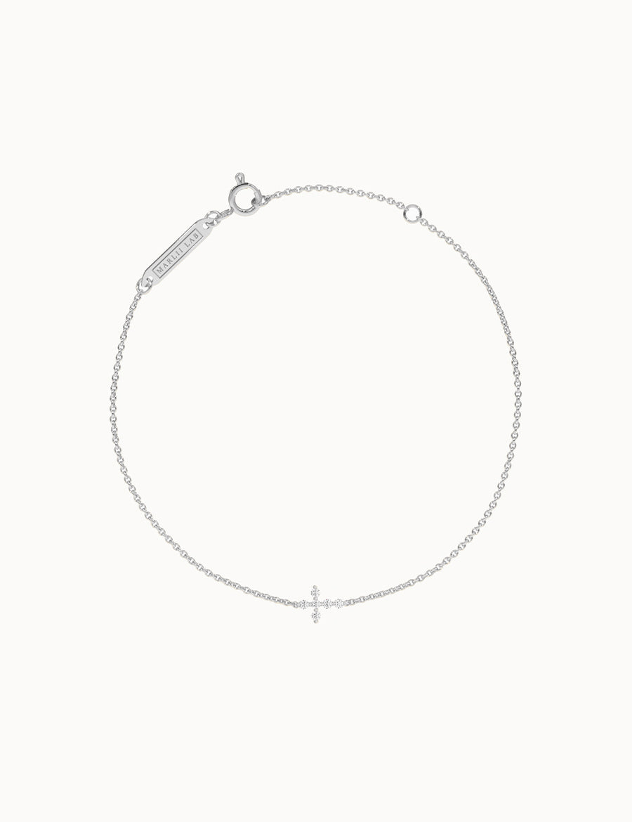 Cross-Diamond-Bracelet-White-Gold-MARLII-LAB