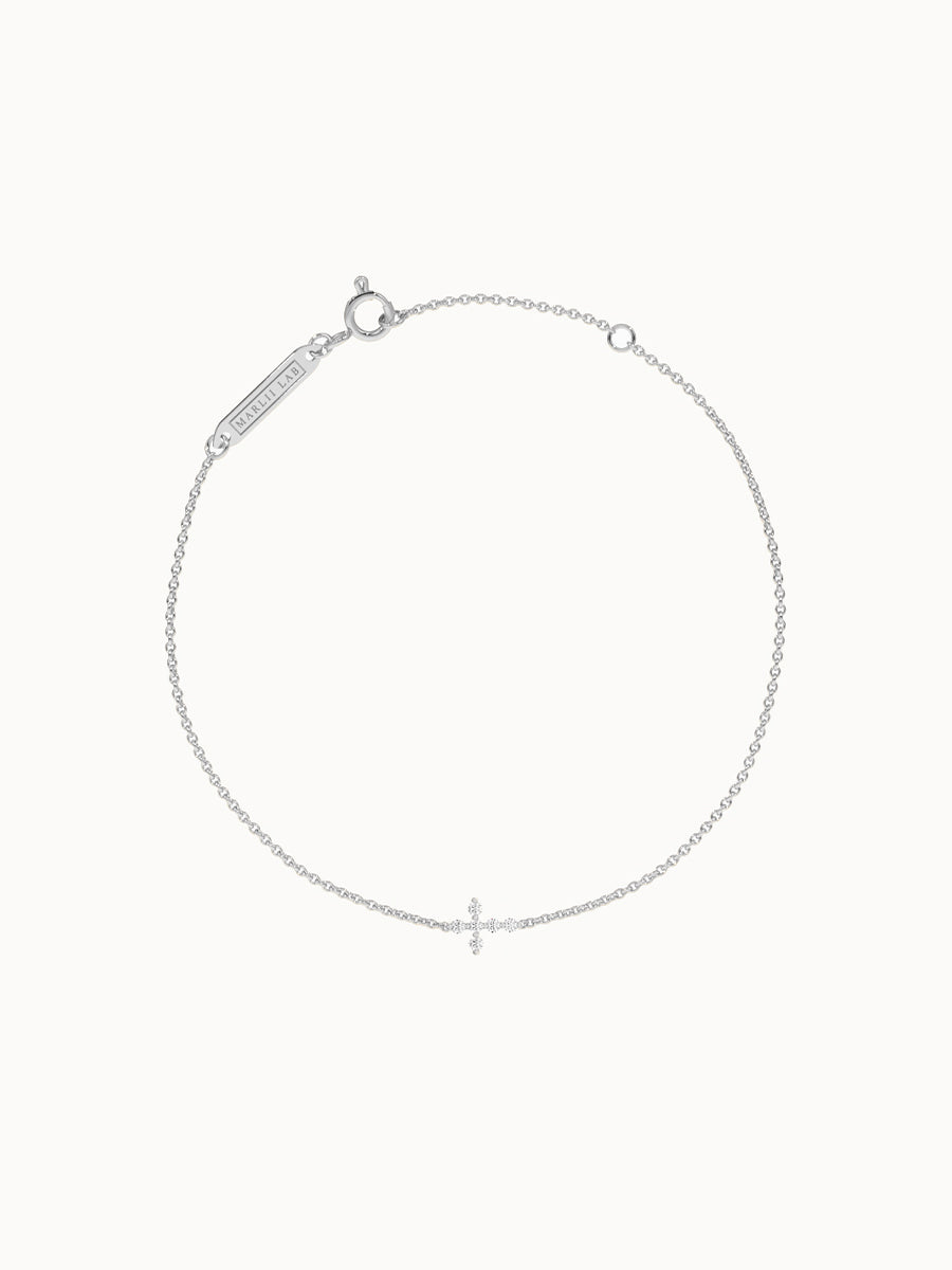 Cross-Diamond-Bracelet-White-Gold-MARLII-LAB
