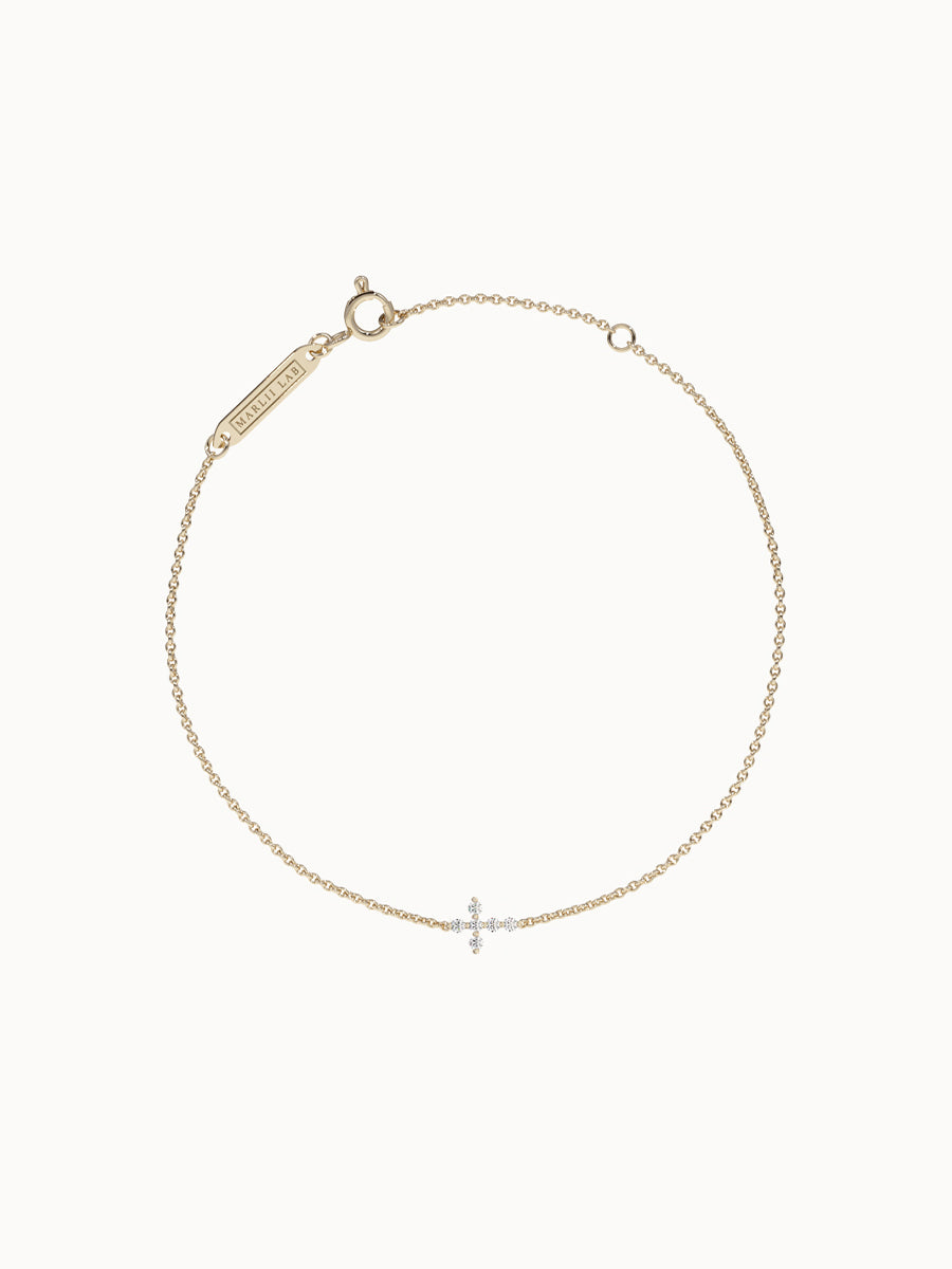 Cross-Diamond-Bracelet-Yellow-Gold-MARLII-LAB