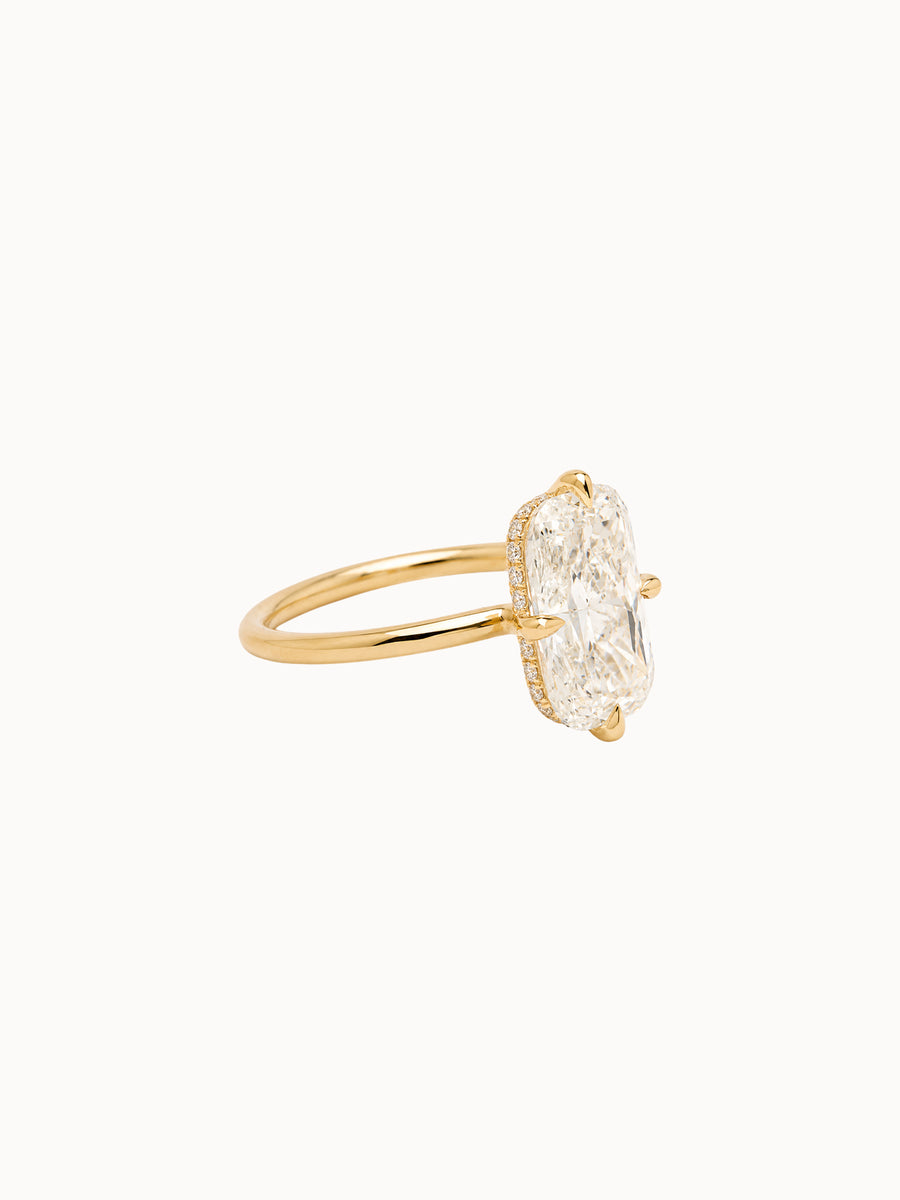 Cutaway Elongated Cushion engagement ring by MARLII LAB — elongated cushion centre diamond, four-claw setting, 18K Yellow Gold, fourth view