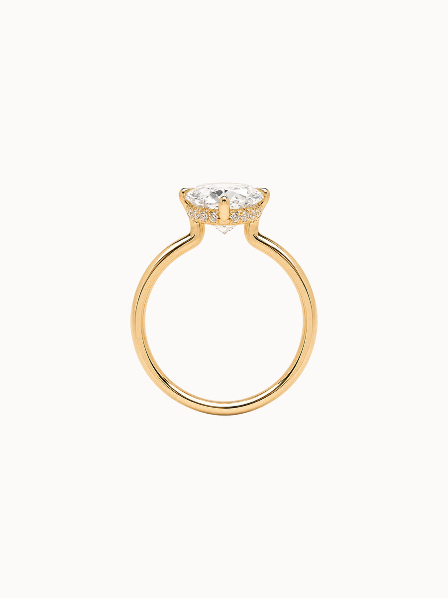 Cutaway Elongated Cushion engagement ring by MARLII LAB — elongated cushion centre diamond, four-claw setting, 18K Yellow Gold, third view